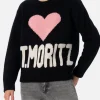 Schwarzer Fair-Isle-Pullover Kyla für Damen mit St. Moritz-Print