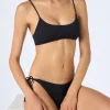 Schwarzer gerippter Bralette-Bikini für Damen Judy Virgo