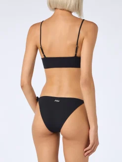 Schwarzer gerippter Bralette-Bikini für Damen Judy Virgo