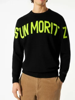 Schwarzer Herrenpullover mit Schriftzug
