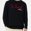 Schwarzer Herrenpullover Heron mit St. Barth Apres Ski-Stickerei