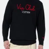 Schwarzer Herrenpullover Heron mit Vacanze VIP-Stickerei | VIP CLUB CORTINA SONDEREDITION