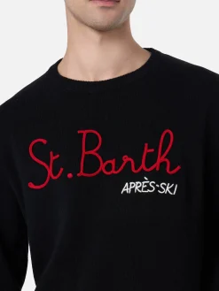 Schwarzer Herrenpullover Heron mit St. Barth Apres Ski-Stickerei