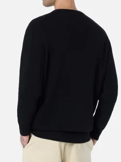 Schwarzer Herrenpullover Heron mit Gstaad Apres Ski-Stickerei