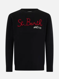 Schwarzer Herrenpullover Heron mit St. Barth Apres Ski-Stickerei