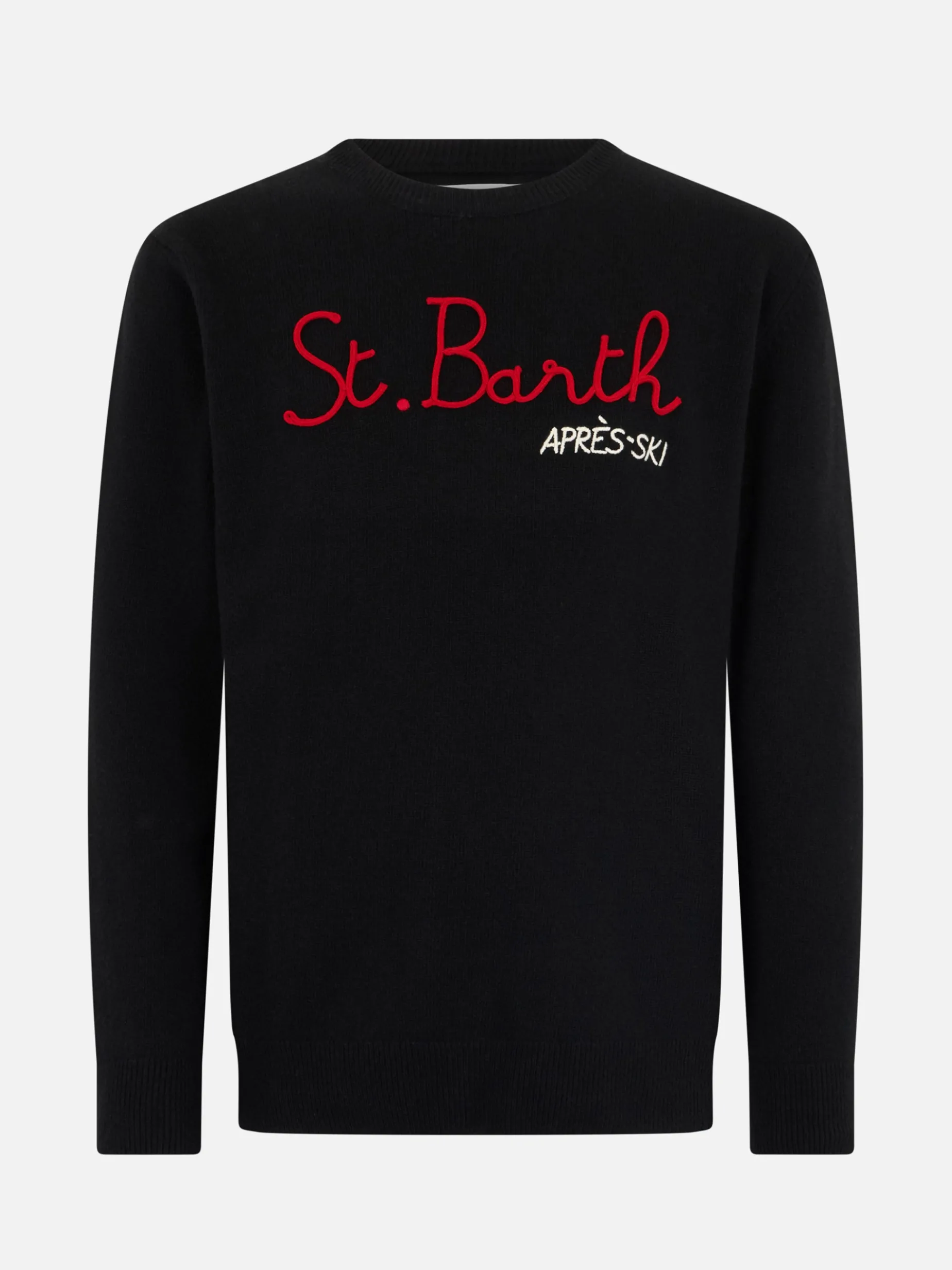 Schwarzer Herrenpullover Heron mit St. Barth Apres Ski-Stickerei
