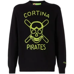 Schwarzer Herrenpullover Cortina Pirates mit Fluo-Stickerei