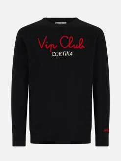Schwarzer Herrenpullover Heron mit Vacanze VIP-Stickerei | VIP CLUB CORTINA SONDEREDITION