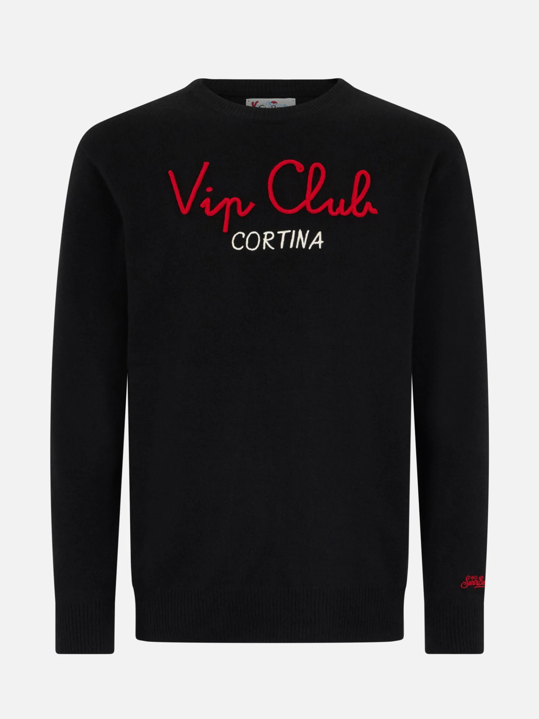 Schwarzer Herrenpullover Heron mit Vacanze VIP-Stickerei | VIP CLUB CORTINA SONDEREDITION