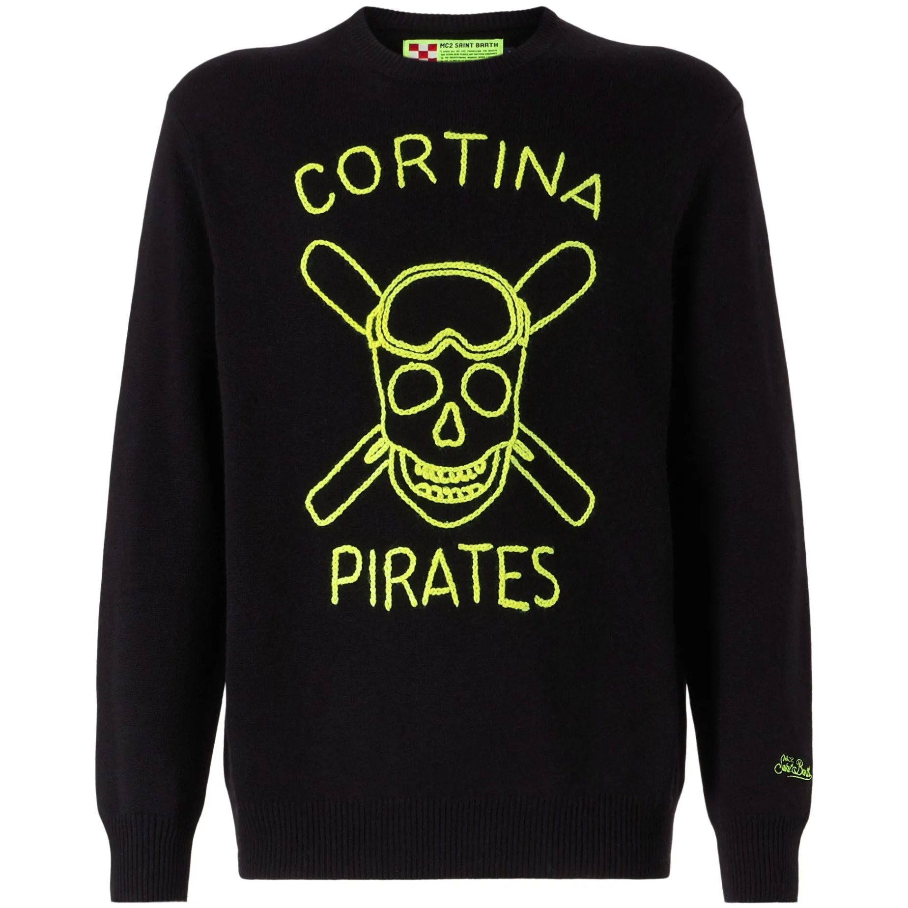 Schwarzer Herrenpullover Cortina Pirates mit Fluo-Stickerei