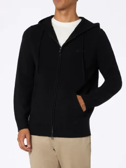 Schwarzer Kapuzenpullover aus Lambswool für Herren Notting