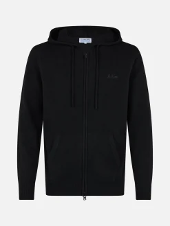 Schwarzer Kapuzenpullover aus Lambswool für Herren Notting