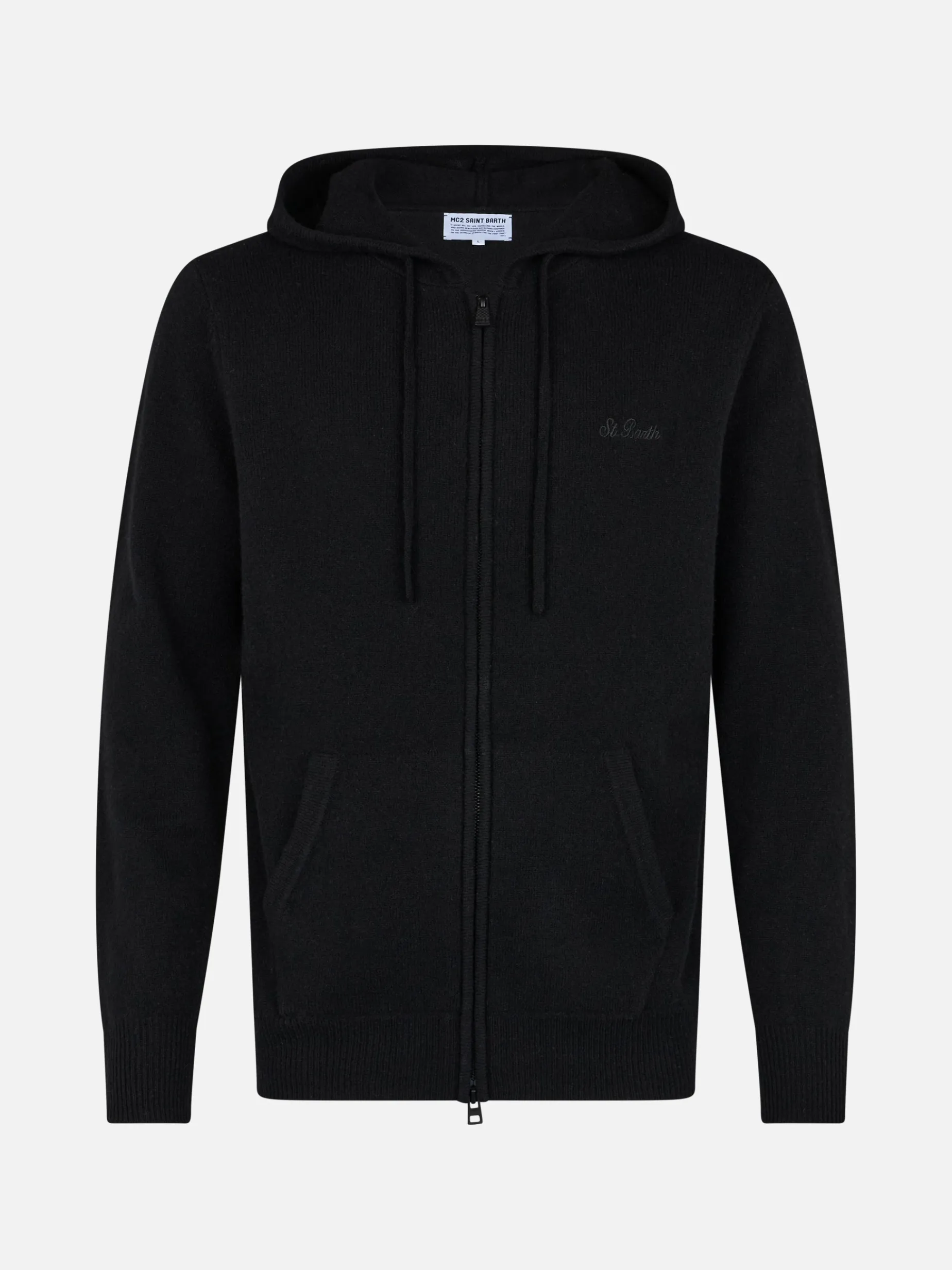 Schwarzer Kapuzenpullover aus Lambswool für Herren Notting
