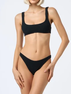 Schwarzer klassischer Crinkle-Bralette-Bikini für Damen Naima Elise