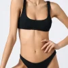 Schwarzer klassischer Crinkle-Bralette-Bikini für Damen Naima Naomi
