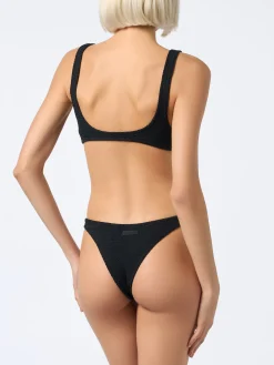 Schwarzer klassischer Crinkle-Bralette-Bikini für Damen Naima Naomi