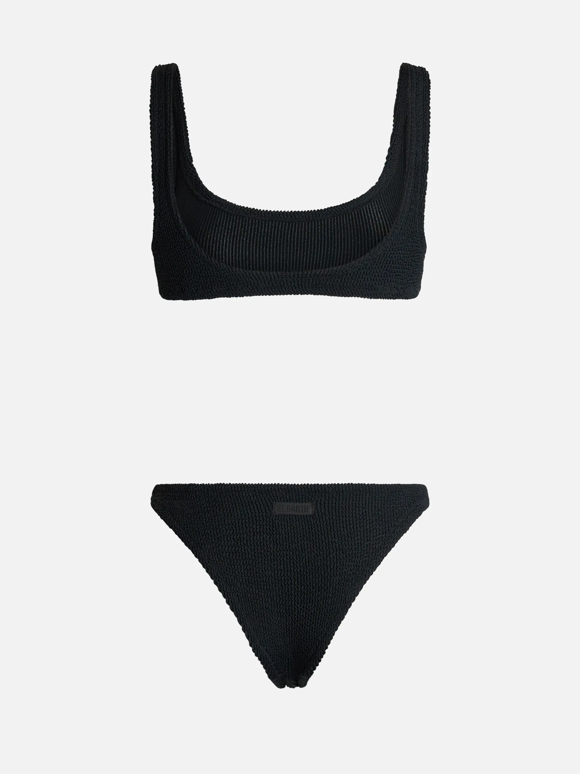 Schwarzer klassischer Crinkle-Bralette-Bikini für Damen Naima Elise