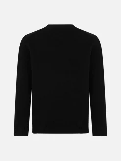 Schwarzer Mädchenpullover mit Rundhalsausschnitt und Splendida Splendente-Strassaufdruck | NIKI DJ SONDEREDITION