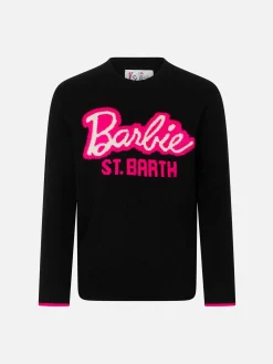 Schwarzer Pullover für Mädchen mit Rundhalsausschnitt und Barbie-Aufdruck | BARBIE-SONDEREDITION
