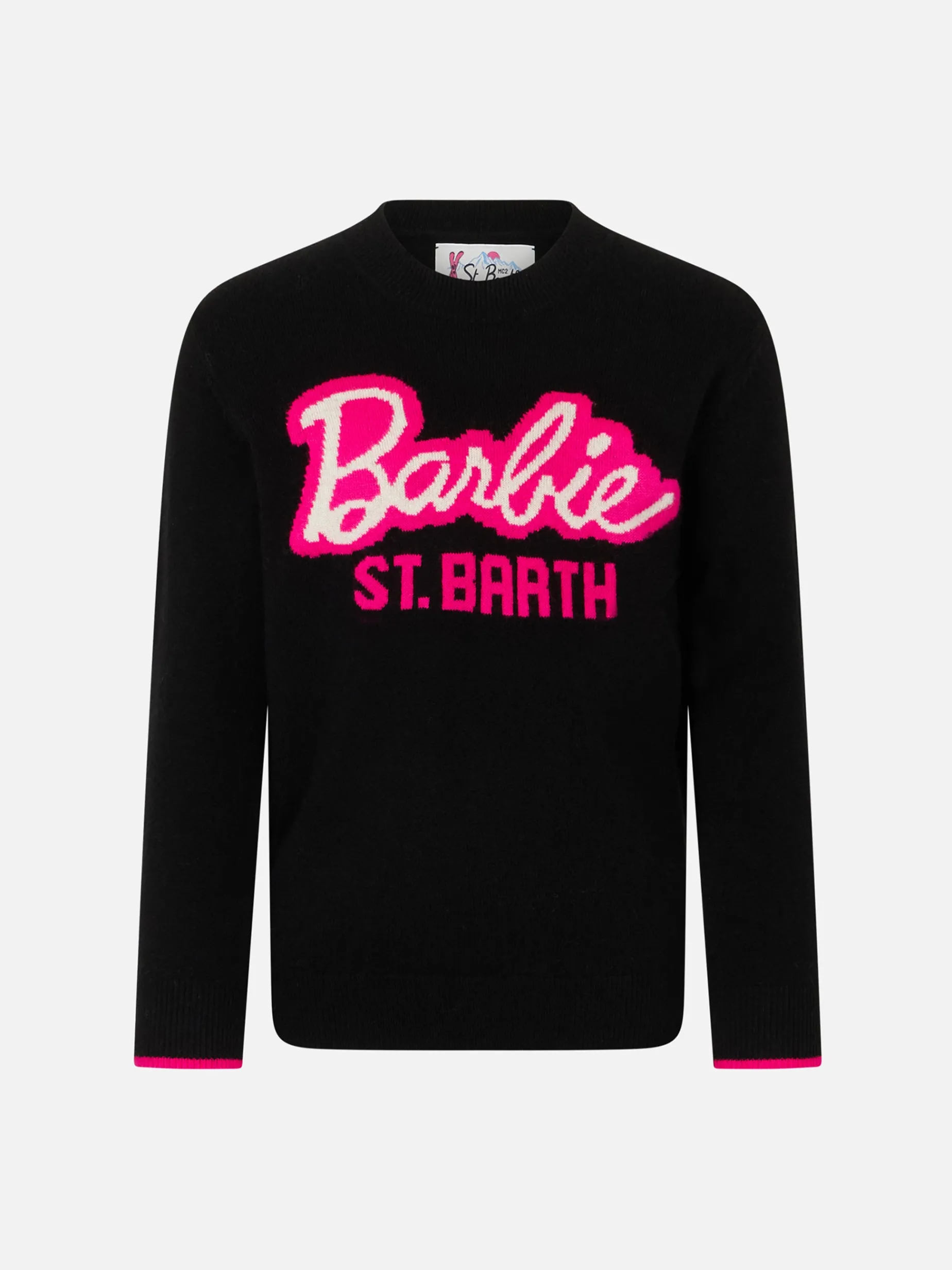 Schwarzer Pullover für Mädchen mit Rundhalsausschnitt und Barbie-Aufdruck | BARBIE-SONDEREDITION