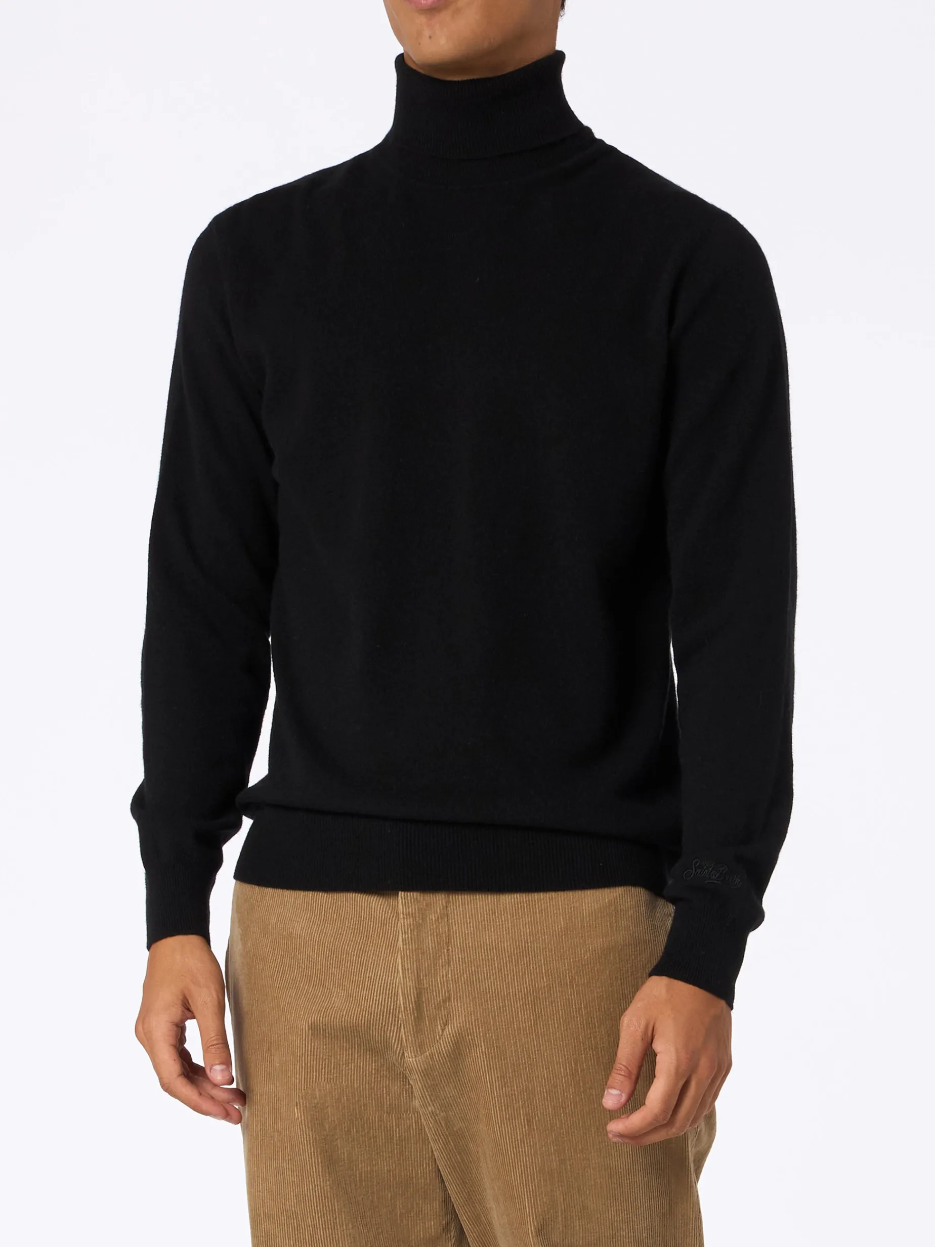 Schwarzer Rollkragenpullover aus Kaschmirmischung für Herren Bond