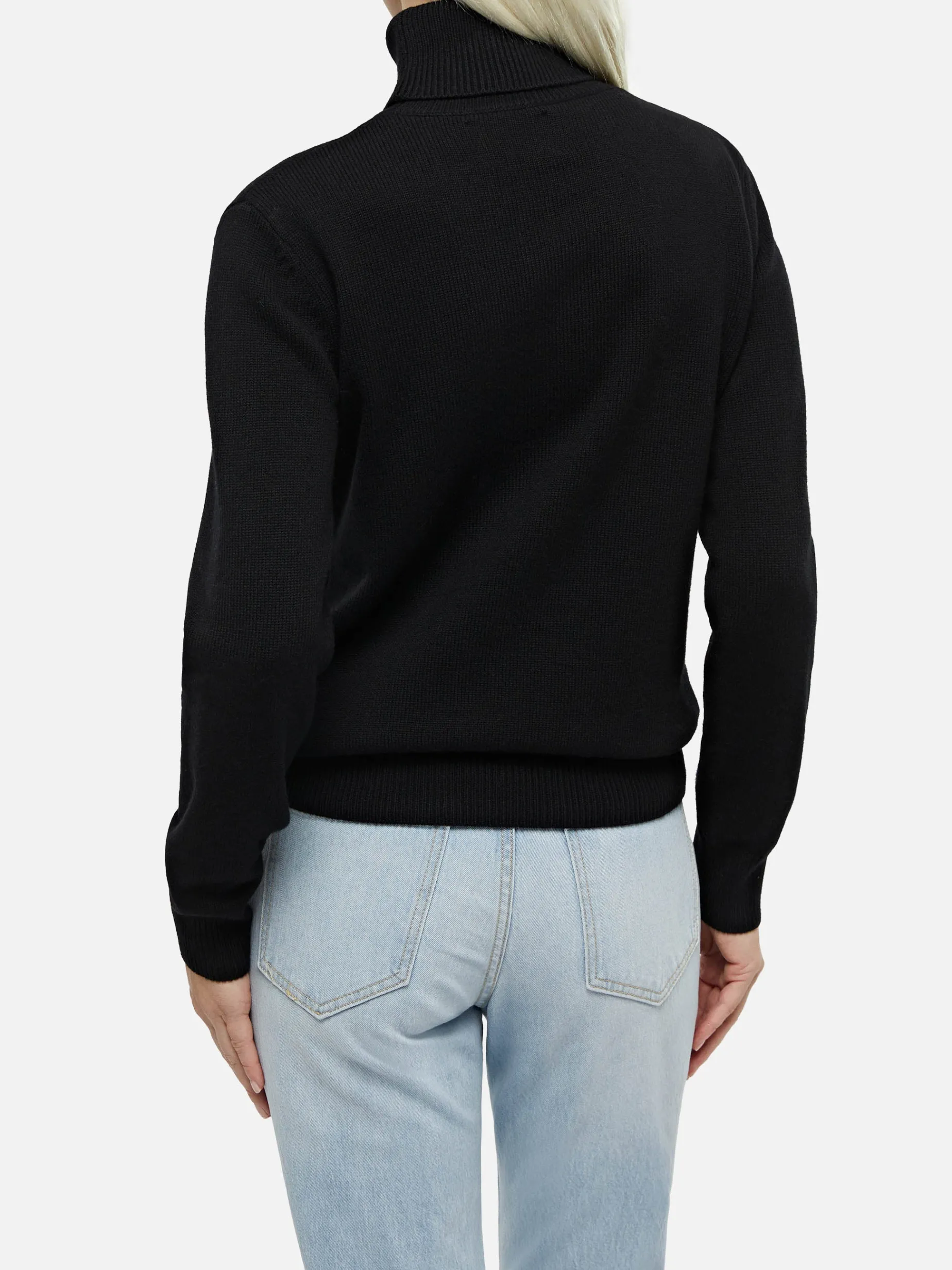Schwarzer Rollkragenpullover für Damen Moody