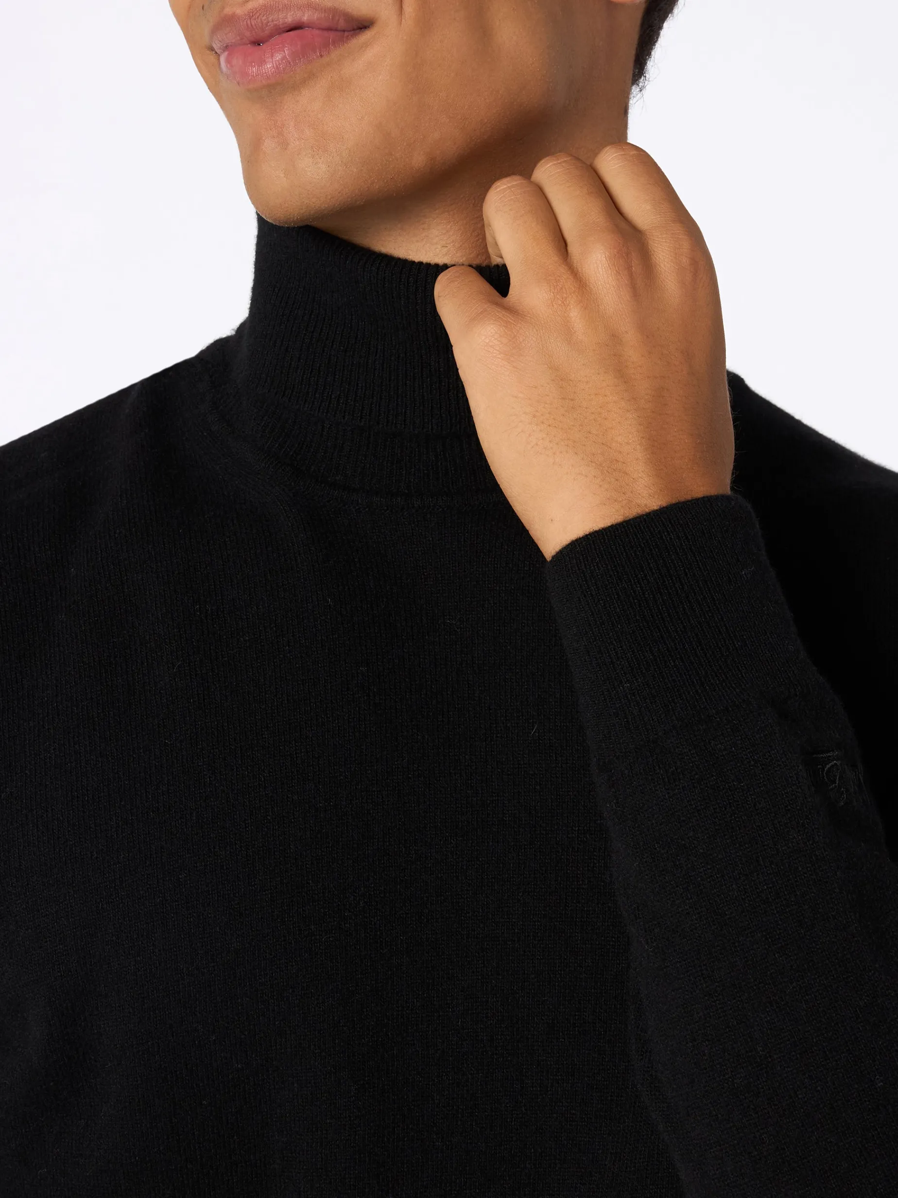 Schwarzer Rollkragenpullover aus Kaschmirmischung für Herren Bond