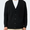 Schwarzer Strickjackenpullover aus Kaschmirmischung für Herren von Herrison