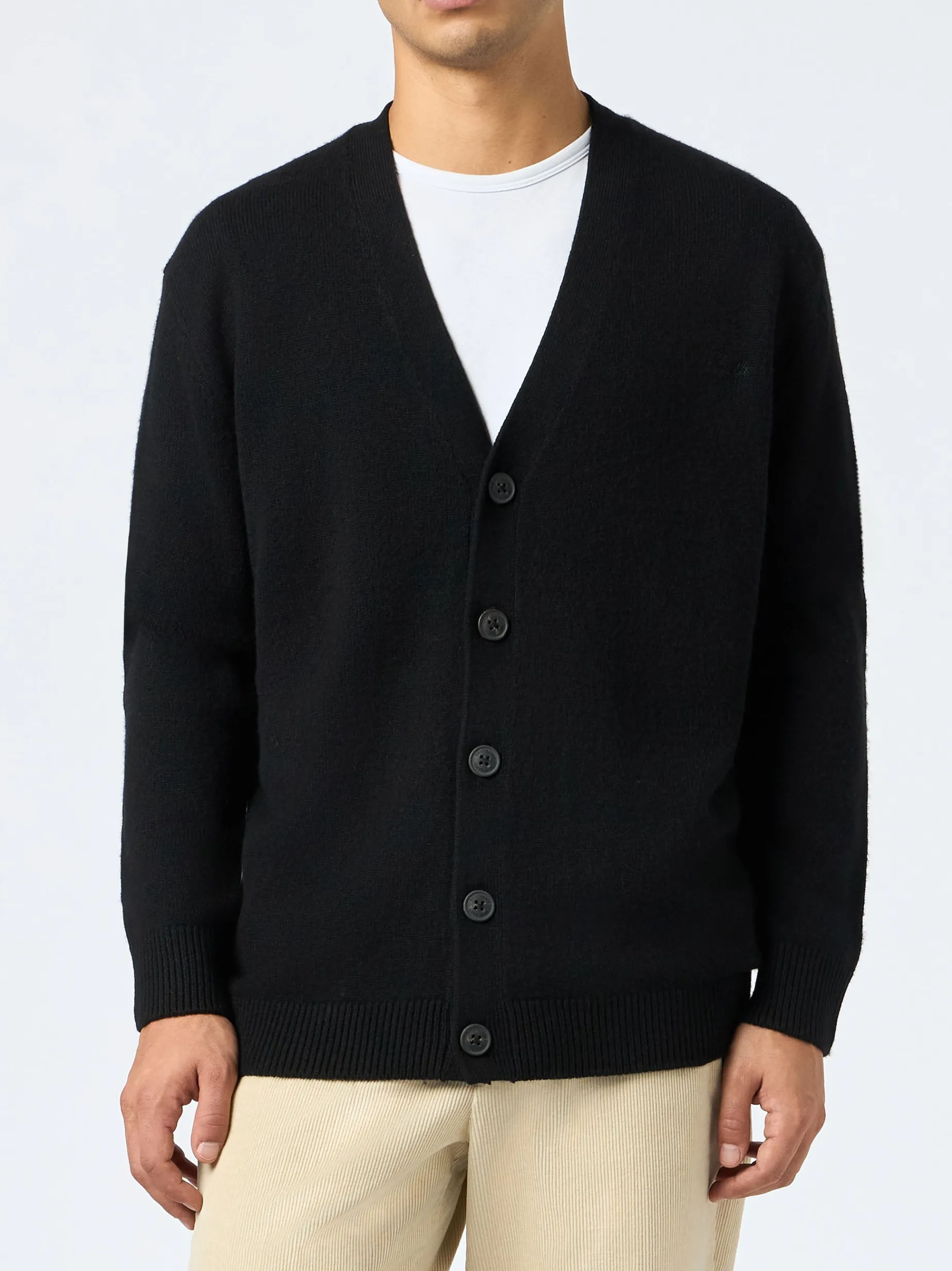 Schwarzer Strickjackenpullover aus Kaschmirmischung für Herren von Herrison