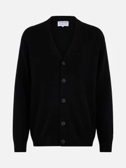 Schwarzer Strickjackenpullover aus Kaschmirmischung für Herren von Herrison
