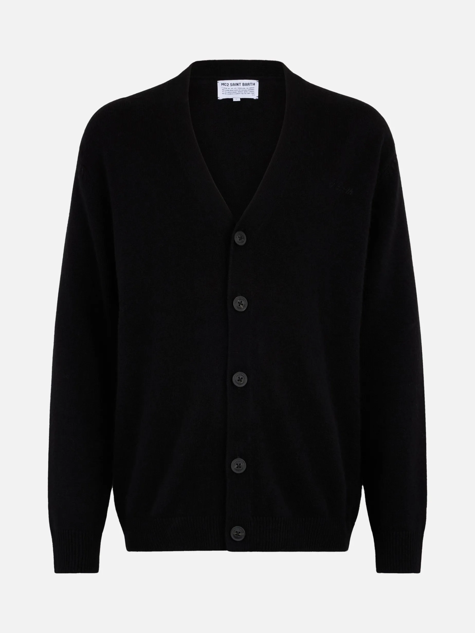 Schwarzer Strickjackenpullover aus Kaschmirmischung für Herren von Herrison
