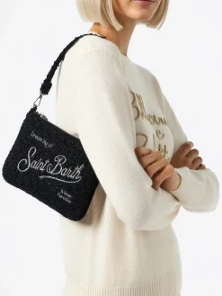 Schwarzer Tweed-Beutel Mini Parisienne
