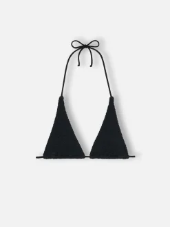 Schwarzes Crinkle-Triangel-Top für Damen Guiana