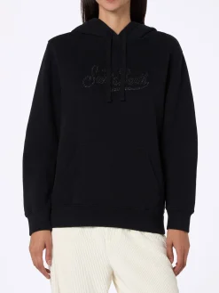 Schwarzes Damen-Sweatshirt Virginia mit Strasssteinen