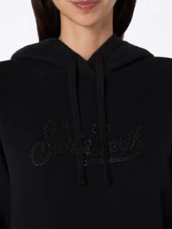 Schwarzes Damen-Sweatshirt Virginia mit Strasssteinen