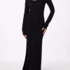 Schwarzes Midikleid aus Baumwollstrick für Damen