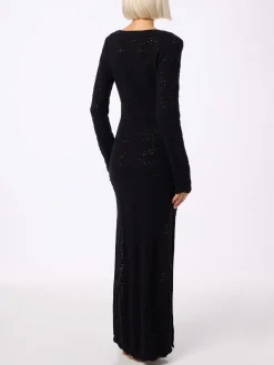 Schwarzes Midikleid aus Baumwollstrick für Damen