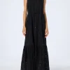 Schwarzes Neckholderkleid aus Sangallo-Spitze für Damen