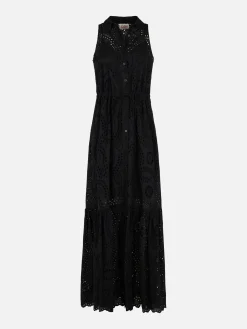 Schwarzes Neckholderkleid aus Sangallo-Spitze für Damen