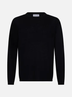 Schwarzes T-Shirt aus gekämmter Kaschmirwolle für Herren von Scott