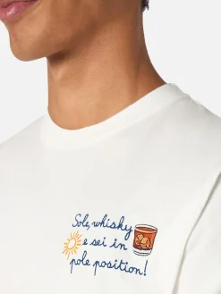 Schweres Baumwoll-T-Shirt Arnott für Herren mit „Sole, Whisky e Sei in Pole Position“-Stickerei | VACANZE DI NATALE, SONDEREDITION