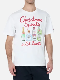 Schweres Baumwoll-T-Shirt Arnott für Herren mit Weihnachtsgeistern in St.Barth-Stickerei