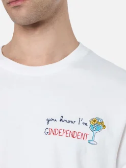 Schweres Baumwoll-T-Shirt für Herren von Arnott mit You know I’m GinDependent-Stickerei