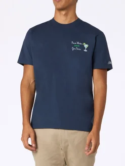 Schweres Baumwoll-T-Shirt für Herren von Arnott mit „Save Water Drink Gin Tonic“-Stickerei