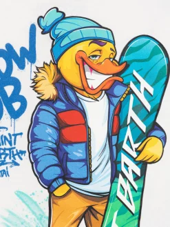 Schweres Baumwoll-T-Shirt für Jungen „Luton“ mit Crypto Duck Snow-Aufdruck | CRYPTO PUPPETS SPECIAL EDITION