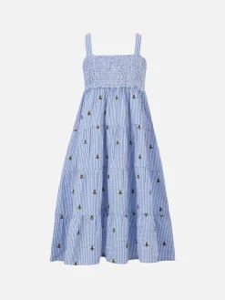 Seersuckerkleid Jemine Jr für Mädchen mit Bienenstickerei