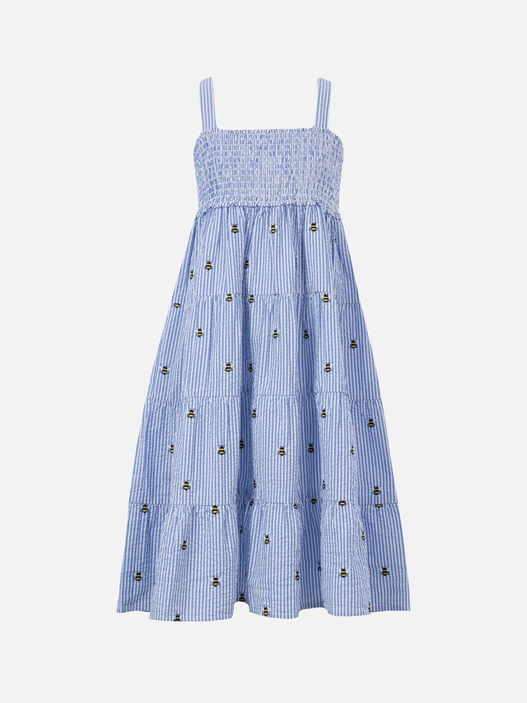 Seersuckerkleid Jemine Jr für Mädchen mit Bienenstickerei