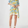 Seidenkaftan mit Zitronen- und Maiolika-Print