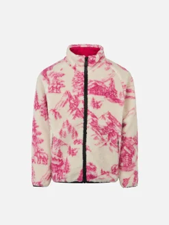 Sherpa-Jacke für Mädchen mit Toile-de-Jouy-Print
