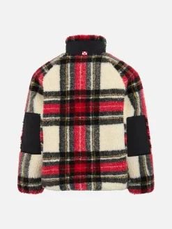 Sherpa-Jacke für Mädchen mit Tartan-Print
